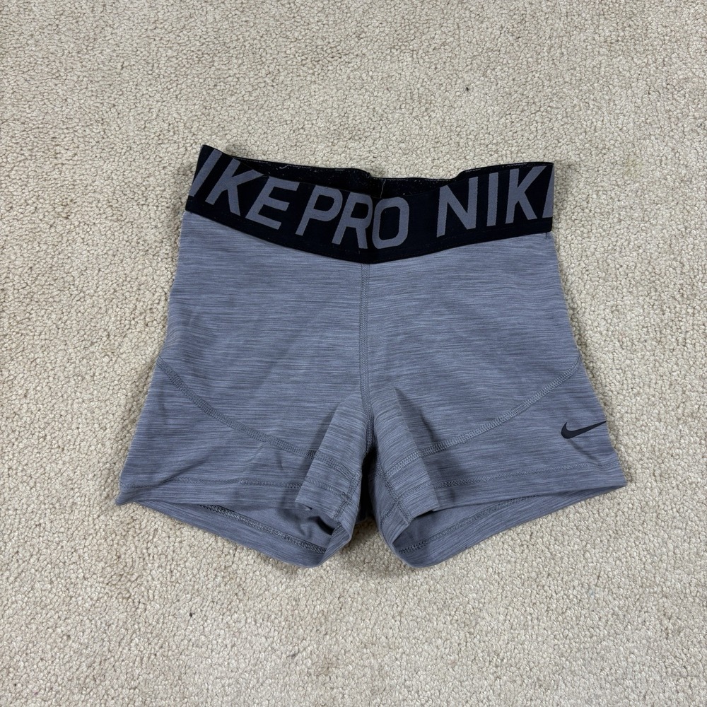 Nike Pro Womens Heather Gray Compression Training Shorts 3 Inch Inseam Small